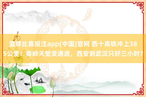 篮球比赛投注app(中国)官网 西十高铁冲上385公里！秦岭天堑变通途，西安到武汉只好三小时？