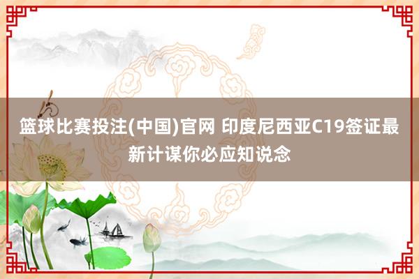篮球比赛投注(中国)官网 印度尼西亚C19签证最新计谋你必应知说念