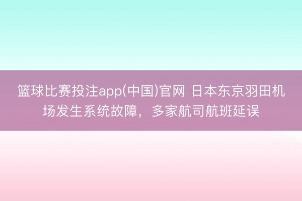 篮球比赛投注app(中国)官网 日本东京羽田机场发生系统故障，多家航司航班延误