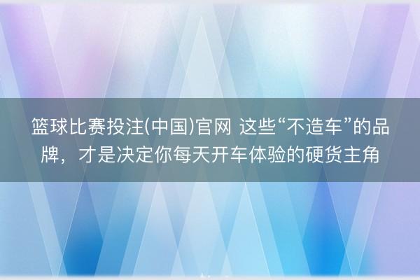 篮球比赛投注(中国)官网 这些“不造车”的品牌，才是决定你每天开车体验的硬货主角